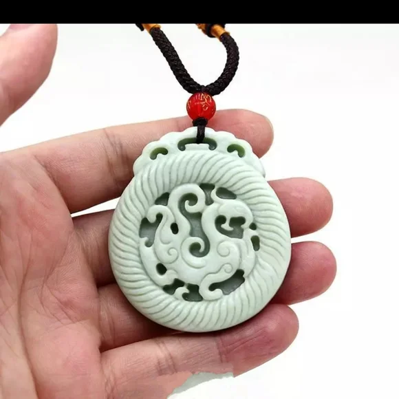 Natural Green Jade Dragon Talismans & Necklace - Picture 4 of 4